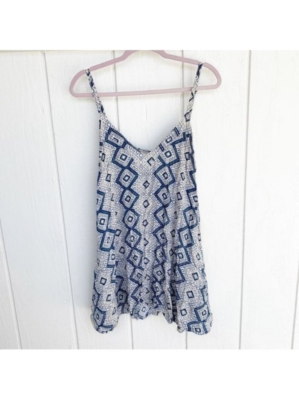 Tiare Hawaii Tie Back Blue Geometric Printed Mini Dress Women's One Size OS